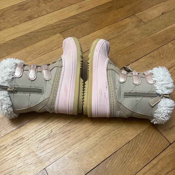 Pink and Tan Winter Boots with Faux Fur - Picture 7 of 8